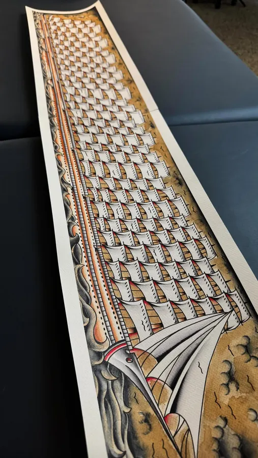 Sheet of hand-drawn sailboats.